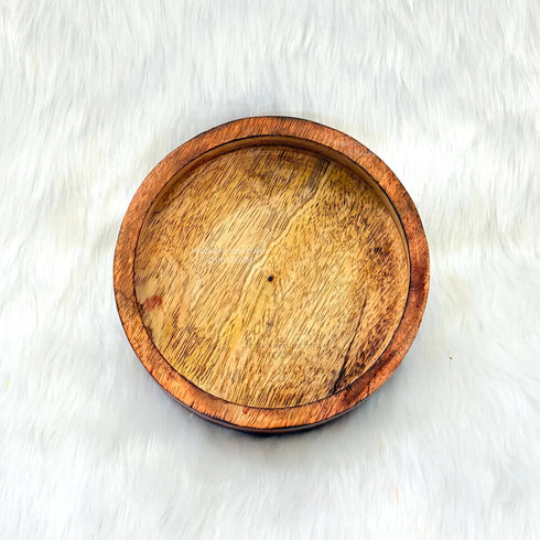 6 Inch Round Shape Wooden Candle Bowl